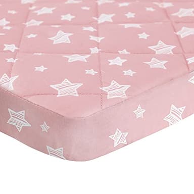 Pack and Play Sheets Fitted, Breathable Thick Playard Lovely Print Cover 39"×27"×5" Compatible with Graco Pack n Play, Pink Star - Image 2