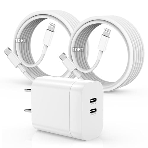 iPhone 14 13 Charger 10 ft, [Apple MFi Certified] Dual Port USB C Charger Block Adapter with Type C to Lightning Cord, iPhone Fast Charging Cable for iPhone 14/14 Pro/14 Pro Max/13/12/11/XS/SE,iPad - Image 1