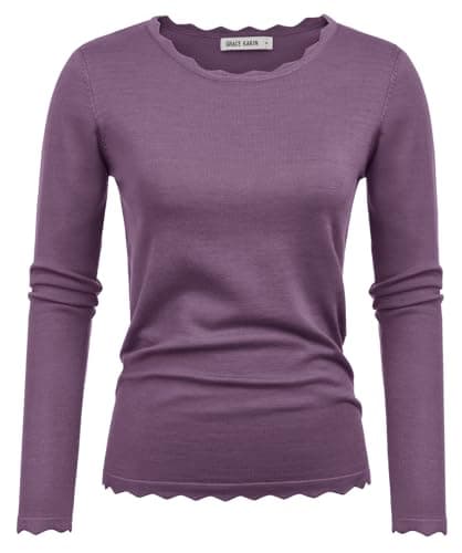 Women's Soft Long Sleeve Crew Neck Pullover Sweater 2025 Purple Size S - Image 1