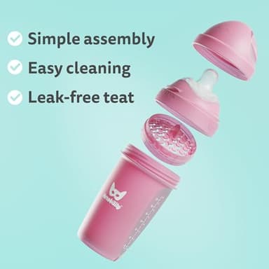 Herobility Double Anti-Colic Baby Bottles – 12 fl oz/340ml – 4-Pack – Multicolor – Sand, Woodchuck, Pink, White - Image 4