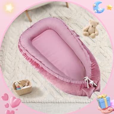 BBWOO Baby Lounger - Baby Lounger for Newborn 0-24 Months, Breathable & Soft Cotton and Velvet Cover Baby Nest, Portable Cozy Infant Lounger for Home and Travel, Ideal Baby Essentials & Shower Gifts - Image 7
