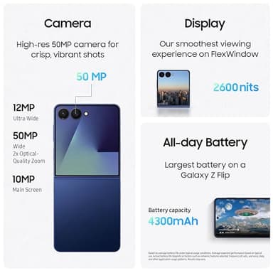 Samsung Galaxy Z Flip7 Cell Phone + Gift Card, 512GB AI Smartphone, Unlocked Android, Long Battery Life, 2025, US 1 Yr Manufacturer Warranty, Blue Shadow - Image 6