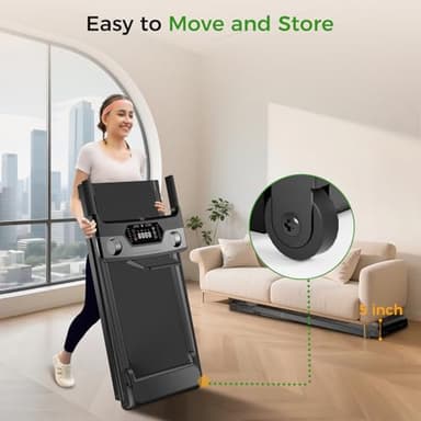 Portable Treadmill with Incline, 3.0HP Walking Pad with Handle Bar, 3-in-1 Foldable Treadmill for Home Office Small Space with Quiet Brushless, 300 LBS Capacity - Image 5
