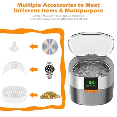 KECOOLKE Ultrasonic Jewelry Cleaning Machine, 750ml Sonic Cleaner with Digital Timer for Eyeglasses, Rings，Silver， Cleaner Solution for Gifts - Image 6