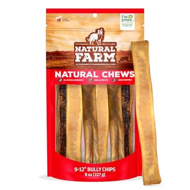 Natural Farm Bully Chips (9-12 Inch, 8 Oz.), Digestible Beef Cheek from Grass-Fed Cows, Non-GMO, Grain-Free, Natural Long-Lasting Dog Chews for Small, Medium & Large Dogs, Great Rawhide Alternative - Image 1