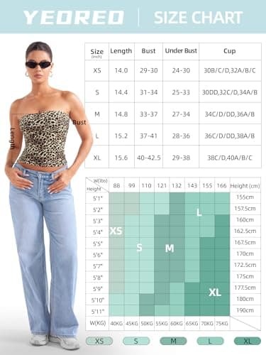 YEOREO Sophie Women Sexy Long Tube Tops Double Lined Basic Y2K Summer Cute Strapless Fitted Bandeau Going Out Crop Top Black-S - Image 6