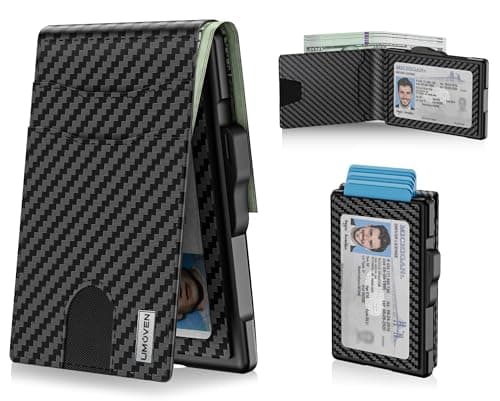 Wallet for Men - Pop Up Case, Cash Slot, and Credit Card Slot - Slim Aluminum Wallet with RFID Blocking, Minimalist Leather Wallet Front Pocket with ID Window (Carbon Fiber) - Image 1