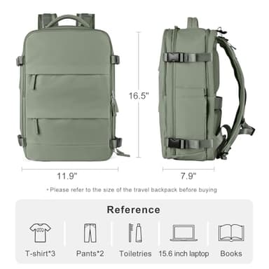 Travel Backpack For Women Men Airline Approved Carry On Backpack Flight Approved Waterproof Sports Luggage Backpack Casual Daypack Small Hiking Backpack Grey Green - Image 3