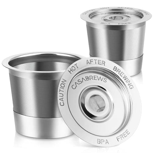 CASABREWS CASKF02 Reusable K Cup Filters, 2 Pack Stainless Steel Refillable Coffee Pods for Keurig 1.0 Brewers, Universal Fit, Eco-Friendly & BPA-Free - Image 1