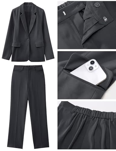 Luvamia Dressy Pantsuit for Women - Two Piece Charcoal Suit, Size X-Large (Fits 16/18) - Image 5