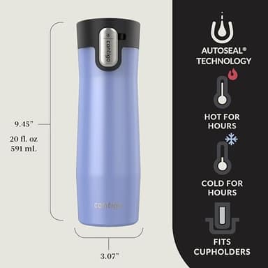 Contigo® AUTOSEAL® West Loop Vacuum-Insulated Stainless Steel Travel Mug with Easy-Clean Lid, 20 oz, 2-Pack, Aster Frosted Pearl; Limelight Frosted Pearl - Image 2