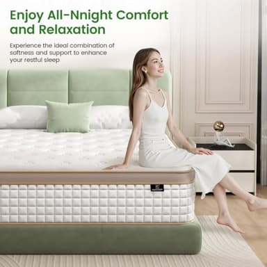 EEN EEN SLEEP Full Mattress, 12 Inch Hybrid Mattress in a Box, Memory Foam and Individual Pocket Springs, Innerspring Medium Firm for Pressure Relief, Edge Support, Comfy and Breathable, CertiPUR-US - Image 7