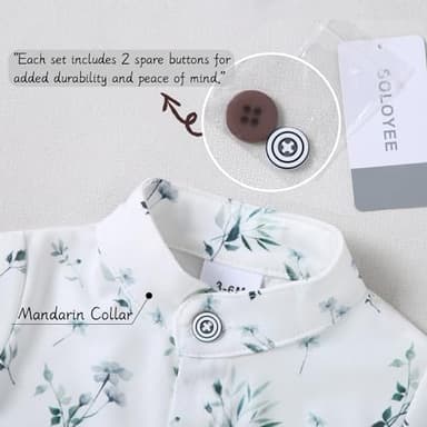 SOLOYEE Baby Boy Clothes Suits 6-9 Months Infant Wedding Formal Gentleman Outfits, Short Sleeve Shirt+Bowtie+Beret+Suspender Pants Clothing Set - Image 4