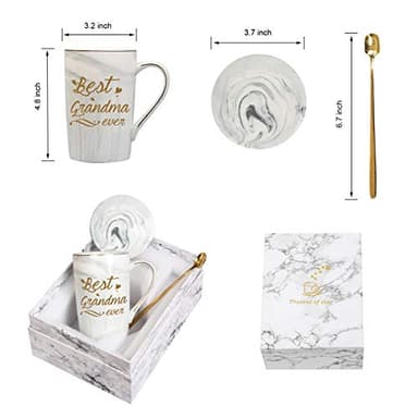 Best Grandma Ever Mug Coffee Gifts Birthday Mothers Day for from Granddaughter Grandson Grandchildren Grandkids 14 Ounce Gift Box with Spoon and Mat Gray - Image 6
