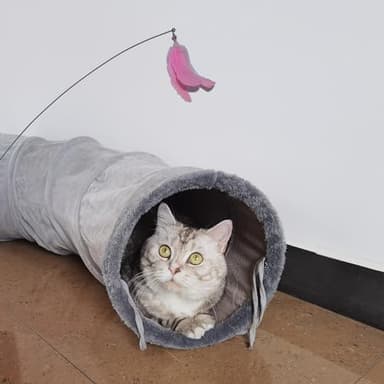 Cat Tunnel S-Shape Suede Cat Toy Tunnel 10.5 x 48.8 Inches Bunny Tunnels for Indoor, Collapsible Pets Play Tube Suitable for Cats Rabbits Pet Ferrets - Image 2