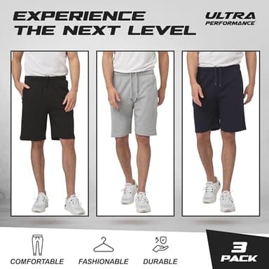 Ultra Performance 3 Pack Mens Shorts Casual Men's Athletic Short Workout Gym Shorts for Men with Zipper Pockets, Small - 5X - Image 5