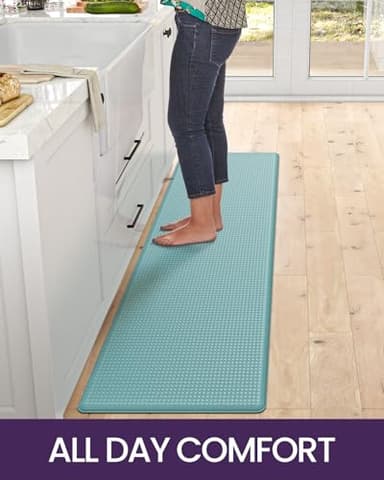 DEXI Kitchen Floor Mats Cushioned Anti Fatigue, 17x95, Long Standing Runner Rug Waterproof, Comfort Memory Foam Padded for Front Sink Laundry, Turquoise - Image 6