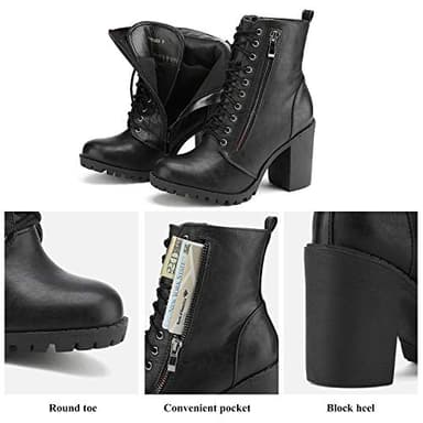 DREAM PAIRS Women's Combat Ankle Boots Chunky Heel Lace up Fashion Heeled Booties,Size 9,Black,SILVERADO - Image 3