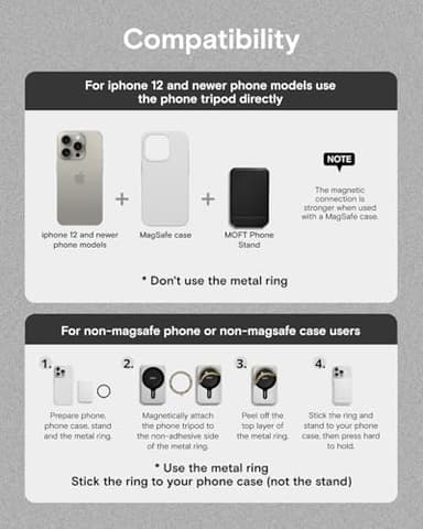 MOFT Phone Tripod Stand Selfie Stick for iPhone, Multi-Angles iPhone Stand, Lightweight & Portable Phone Holder, Strong Magnets, MOVAS Vegan Leather, Travel Essentials, Jet Black (Without Card Slot) - Image 9