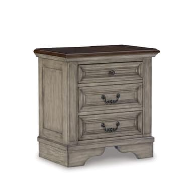 Signature Design by Ashley Lodenbay Casual 3 Drawer Night Stand with USB Charging Ports, Antique Gray - Image 1