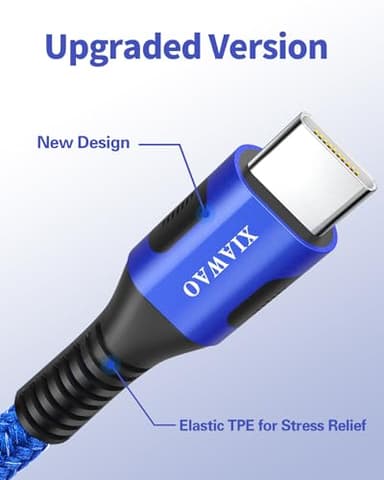 XIAWAO USB to USB C Cable, (6-Pack) Type C Charger Cord Fast Charging for iPhone 17/17 Pro/17 Pro Max/17 Air/16/16e/16 Pro/16 Pro Max/15/15 Pro/15 Pro Max, Galaxy S25 S24 S23 A55 A35 A17 A16, Moto g - Image 2