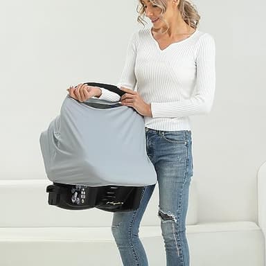 Breathable Car Seat Cover for Babies – Multi-Purpose Soft Rayon Nursing Cover for Breastfeeding, High Stretchy Infant Carseat Canopy, Stroller Cover (Smooth Rayon, Light Grey) - Image 2