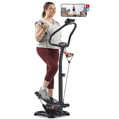 Sunny Health & Fitness 2-in-1 Premium Power Stepper with 400lbs Weight Capacity and Resistance Bands, Low-Impact Cardio, Space-Saving, Height-Adjustable, with Bluetooth and Free SunnyFit App - Image 1