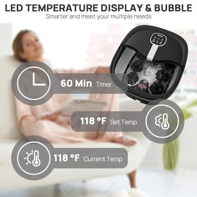 HOSPAN Collapsible Foot Spa Electric Rotary Massage, Foot Bath with Heat, Bubble, Remote, and 24 Motorized Shiatsu Massage Balls. Pedicure Foot Spa for Feet Stress Relief - FS02A - Image 8