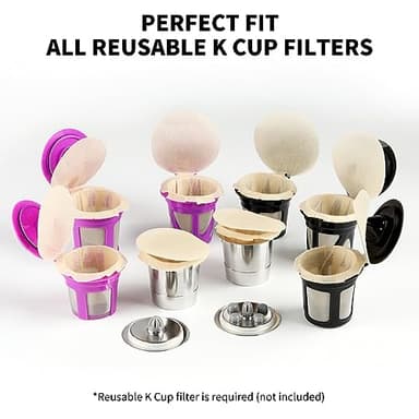 200 Count Fanativita K Cup Filters Disposable with Genius Lid Design, Fit All Reusable K Cups for Keurig (Unbleached) - Image 2