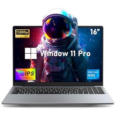 NAIKLULU 16 Inch Laptop Computer,16GB RAM 512GB SSD,12th Gen Alder Lake N95 4C/4T Processor(up to 3.4Ghz),UHD Graphics,16” FHD 1920 * 1200 Display,WiFi 5,BT4.2,Backlit Keyboard,Fingerprint Unlock - Image 1