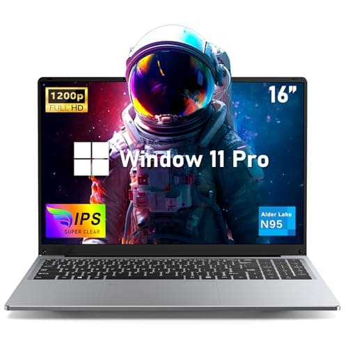 NAIKLULU 16 Inch Laptop Computer,16GB RAM 512GB SSD,12th Gen Alder Lake N95 4C/4T Processor(up to 3.4Ghz),UHD Graphics,16” FHD 1920 * 1200 Display,WiFi 5,BT4.2,Backlit Keyboard,Fingerprint Unlock