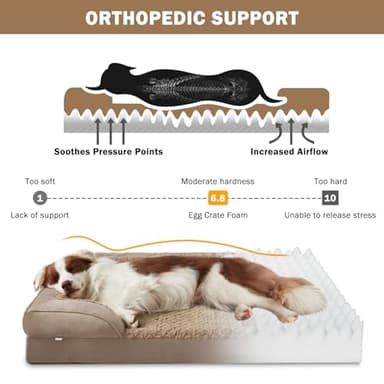 INVENHO Orthopedic Dog Beds Large Sized, XL Washable Dog Sofa with Egg-Crate Foam, Waterproof Lining and Non-Skid Bottom - Image 2