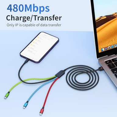 Firsting Travel Essentials Multi Charging Cable [2Pack 5FT], Nylon 4 in 1 Charging Cords, USB Cable Phone Charger with IP/Type C/Type C/Micro Port, Compatible with Most Cell Phones/Tablets and More - Image 4