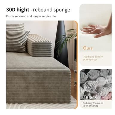 107.5"Cloud Modular Sectional Couch with 1 Ottoman,Modern Minimalist Upholstered Couches, Comfort U Shaped Sofa for Living Room,Deep Seat Corner Couch，No Assembly Required (Camel,Right Facing Chaise) - Image 4