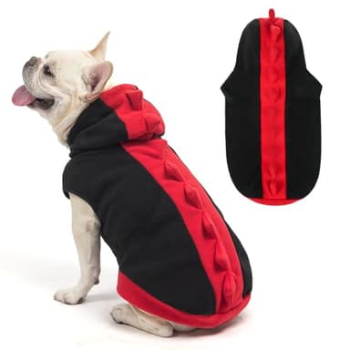 SCENEREAL Dog Dinosaur Costume, Funny Dog Halloween Costume, Dinosaur Dog Apparel for Small Medium Dogs Cats, Warm Fleece Pet Clothes Dog Hoodie for Yorkie Chihuahua Jumpsuit, Black M - Image 1