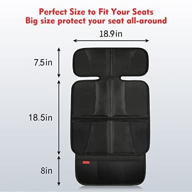 Kaiphy Car Seat Protector - Seat Protection Mat - Thick Padding - Durable, Waterproof Fabric, Leather Reinforced Corners & 3 Pockets for Handy Storage Gray - Image 2