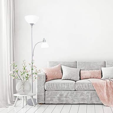 Simple Designs LF2000-SLV Mother-Daughter Floor Lamp with Reading Light, Silver - Image 2