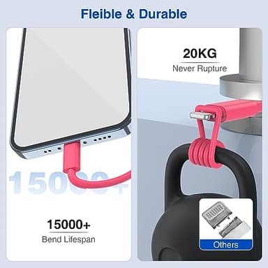 Apple MFi Certified USB Wall Charger - 10 FT Lightning Cable, 2 Ports Charging Plug Block Box for iPhone 12/11/XR/X/Xs/Xr/8/7/6/6s Plus/SE/5c/iPad - Pink - Image 6