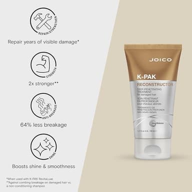 Joico K-PAK Reconstructor Deep-Penetrating Treatment | For Damaged Hair | Repair & Strengthen Strands | Rebuild & Fortify Damaged Hair | Improve Elasticity | With Keratin & Arginine | 1.7 Fl Oz - Image 3