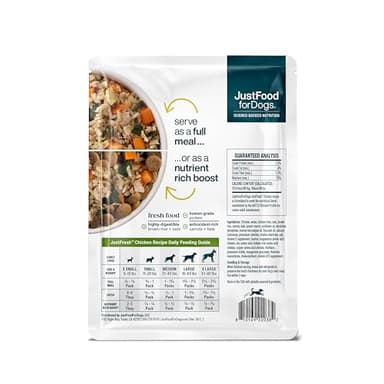 JustFoodForDogs JustFresh Home-Cooked Chicken Dog Food with No Preservatives, Resealable Packaging, Human Grade Wet Dog Food, 12 oz - 7 Pack - Image 4