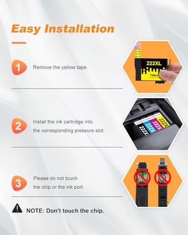 222XL Ink Cartridges Combo Pack Remanufactured Replacement for Epson 222 Ink Cartridges for Epson 222 XL 222XL for Epson XP-5200 Printer for Workforce WF-2960 Printer (4 Pack, 222 Ink) - Image 6