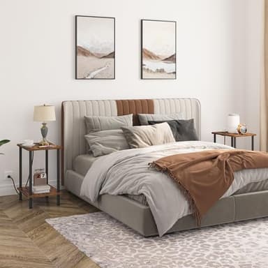 HOOBRO Side Table with Charging Station, End Table with USB Port and Outlet, Nightstand with 2-Layer Storage Shelves for Small Spaces, Living Room, Bedroom, Stable Frame, Rustic Brown BF09UBZ01 - Image 4