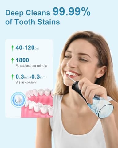 Operan Water Flosser for Teeth Cleaning Upgraded 300ml Cordless Water Dental Flossers Rechargeable Oral Irrigator with 4 Modes 4 Jet Tips IPX7 Waterproof Water Floss for Home Travel (Black)+1Pack - Image 5