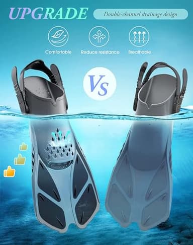 Greatever Snorkel Fins Adjustable Buckles Open Heel Swim Flippers Travel Size Short Swim Fins for Snorkeling Diving Swimming Adult Men Womens - Image 4