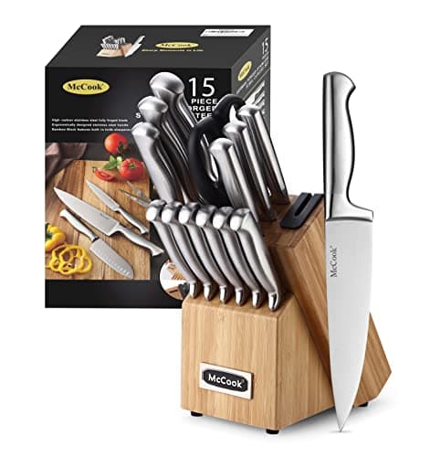 McCook® Knife Sets,German Stainless Steel Knife Block Sets with Built-in Sharpener - Image 1