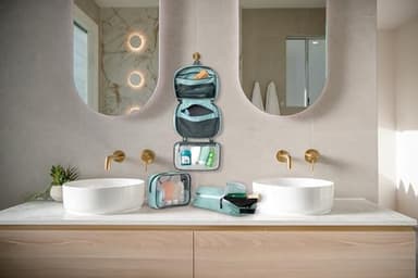 Toiletry Bag Kit Set: Hanging Travel Toiletry Bag + 311 TSA Cosmetic Liquid Bag + Ultralight Accessory Organizer Pouch (Dusty Teal) - Image 2