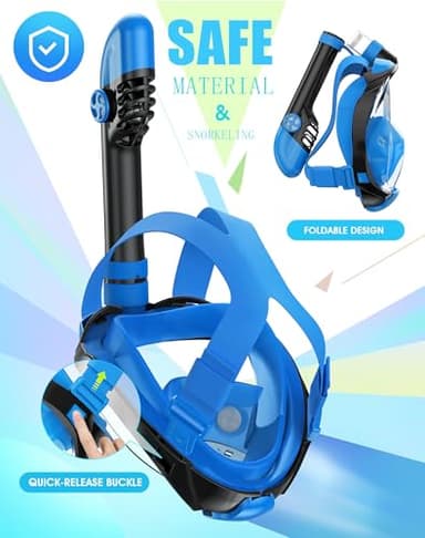Greatever G2 Full Face Snorkel Mask with Latest Dry Top System,Foldable 180 Degree Panoramic View Snorkeling Mask with Camera Mount,Safe Breathing,Anti-Leak&Anti-Fog - Image 4