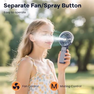 HandFan 5200mAh Upgraded Handheld Misting Fan, Portable Mister Fan Rechargeable, Spray Water Mist Fans, Electric Hand Cooling Ice Fans for Summer Beach Travel Concerts, Gifts for Women(Royal Blue) - Image 4