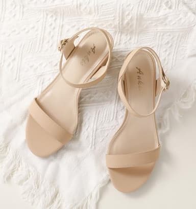 Ankis Nude Black Heels, 2.5'' Block Chunky White Clear Silver Heel Dressy Open Toe Heels For Women Ankle Strap Low Short Thick Strappy Dress Comfortable Sandal Casual Party Wedding Event Summer Shoes - Image 2