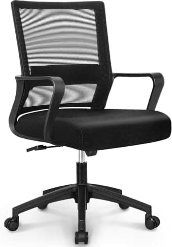 NEO CHAIR Office Chair Gaming Desk Computer Chair Ergonomic Mesh Mid Back with Wheels Lumbar Support Comfy Swivel Adjustable for Home (Black) - Image 1
